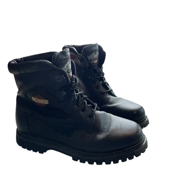 Harley-Davidson Men’s Black Leather Lace-Up Motorcycle Boots Size 10 - Picture 4 of 7